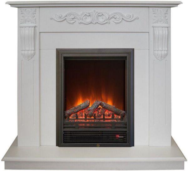 Каминокомплект Dominica (белый матовый) с очагом Eugene от Real Flame